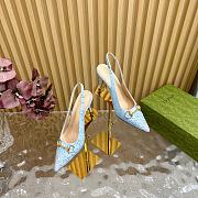 Kitlife Gucci Horsebit Slingback Pumps Blue - 4