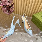 Kitlife Gucci Horsebit Slingback Pumps Blue - 3