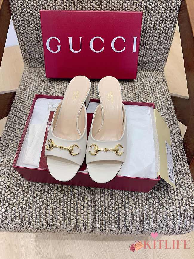 Kitlife Gucci Horsebit Slippers White - 1