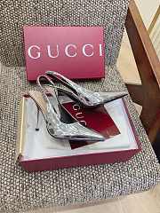 Kitlife Gucci Signoria Slingback Pump In Silver Metallic Leather - 1