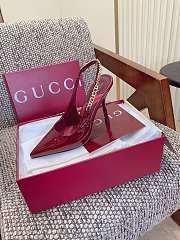 Kitlife Gucci Signoria Slingback Pump In Red Metallic Leather - 2