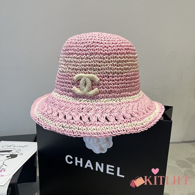 Kitlife Chanel Hand-crocheted Straw Hat Pink - 1