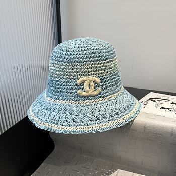 Kitlife Chanel Hand-crocheted Straw Hat Blue
