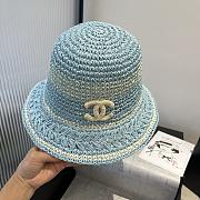 Kitlife Chanel Hand-crocheted Straw Hat Blue - 5