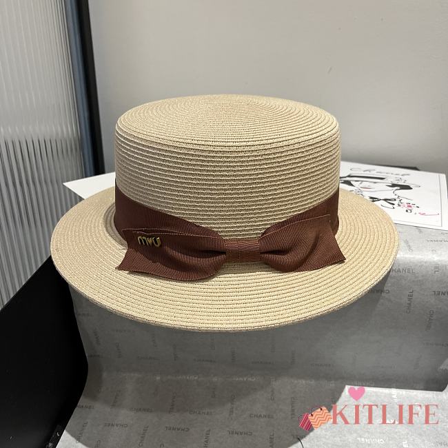 Kitlife Miu Miu Straw Hat Brown Bow - 1