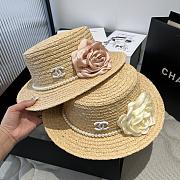 Kitlfie Chanel Raffia hat With White / Pink Camellia - 1