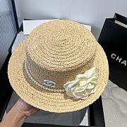 Kitlfie Chanel Raffia hat With White / Pink Camellia - 3
