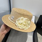 Kitlfie Chanel Raffia hat With White / Pink Camellia - 5