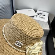 Kitlfie Chanel Raffia hat With White / Pink Camellia - 4