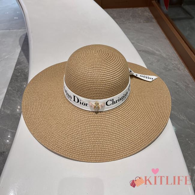 Kitlife Dior Wide Brim Straw Hat Brown - 1
