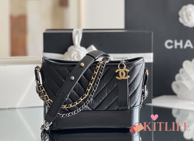 Kitlife Chanel Gabrielle Hobo Bag Black 15x20x8cm - 1