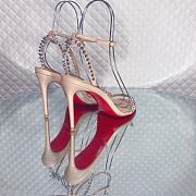 Kitlife Christian Louboutin Beige Leather Spiked So Me 100 Sandals - 6