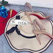 Kitlife Christian Louboutin Beige Leather Spiked So Me 100 Sandals - 2