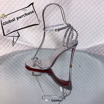 Kitlife Christian Louboutin Silver Leather Spiked So Me 100 Sandals