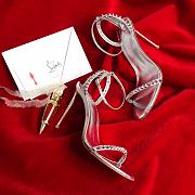 Kitlife Christian Louboutin Silver Leather Spiked So Me 100 Sandals - 6