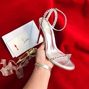 Kitlife Christian Louboutin Silver Leather Spiked So Me 100 Sandals - 4