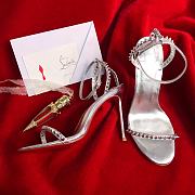 Kitlife Christian Louboutin Silver Leather Spiked So Me 100 Sandals - 3