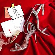 Kitlife Christian Louboutin Silver Leather Spiked So Me 100 Sandals - 2