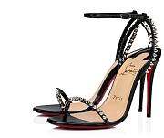 Kitlife Christian Louboutin Black Leather Spiked So Me 100 Sandals - 1