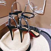 Kitlife Christian Louboutin Black Leather Spiked So Me 100 Sandals - 6