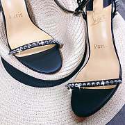 Kitlife Christian Louboutin Black Leather Spiked So Me 100 Sandals - 2