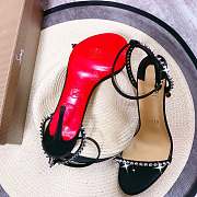 Kitlife Christian Louboutin Black Leather Spiked So Me 100 Sandals - 5