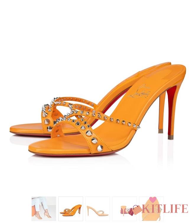 Kitlife Christian Louboutin Tatoosh Spikes 85mm Leather Sandals Orange - 1