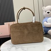 Kitlife MiuMiu Brown Velvet Leather Handle Bag 5BB117 34x23x12cm - 2