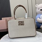 Kitlife MiuMiu Canvas Tote Bag With Leather Edges 34x23x12cm - 1