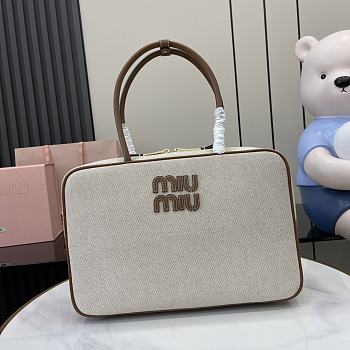 Kitlife MiuMiu Canvas Tote Bag With Leather Edges 34x23x12cm