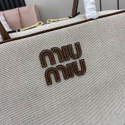 Kitlife MiuMiu Canvas Tote Bag With Leather Edges 34x23x12cm - 4