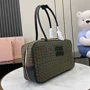 Kitlife MiuMiu Beau Top-handle Tratan Bag Green With Leather Details 34x23x12cm - 5