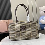 Kitlife MiuMiu Beau Top-handle Tratan Bag Beige With Leather Details 34x23x12cm - 1