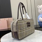Kitlife MiuMiu Beau Top-handle Tratan Bag Beige With Leather Details 34x23x12cm - 3