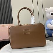 Kitlife MiuMiu Brown Leather Beau Shoulder Bag 34x23x12cm - 1