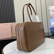 Kitlife MiuMiu Brown Leather Beau Shoulder Bag 34x23x12cm - 4