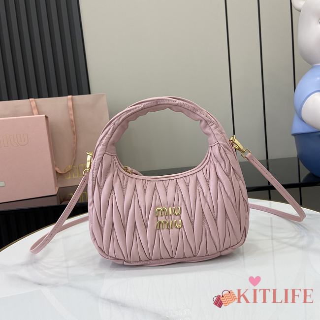 Kitlife MiuMiu Wander Hobo Bag Pink 28x27x10cm - 1