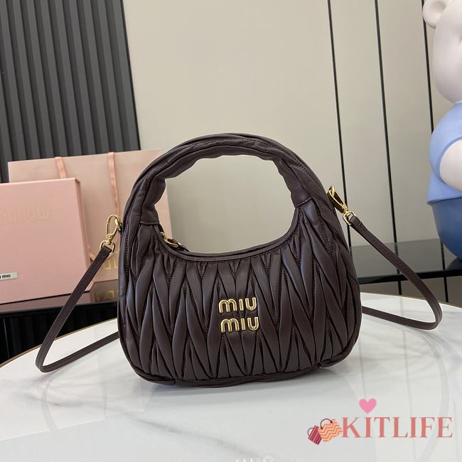 Kitlife MiuMiu Wander Hobo Bag Dark Brown 28x27x10cm - 1