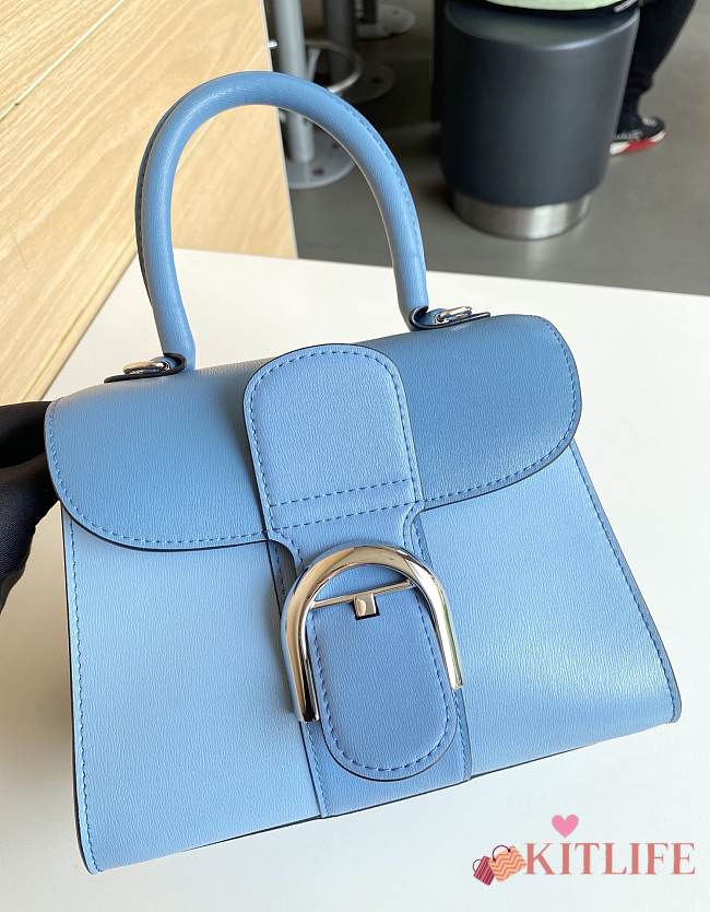 Kitlife Delvaux Brillant Box Leather Bag in Blue 20x10x16cm - 1