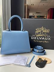 Kitlife Delvaux Brillant Box Leather Bag in Blue 20x10x16cm - 5
