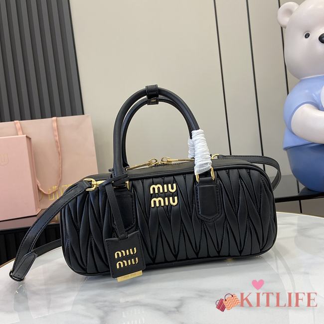 Kitlife MiuMiu Arcadie Matelasse Top Handle Bag Black 27x12x9cm - 1