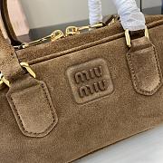 Kitlife MiuMiu Arcadie Matelasse Top Handle Bag Brown Velvet Leather 27x12x9cm - 3