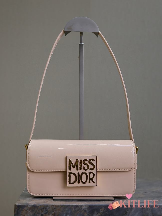Kitlife Miss Dior Flap Bag Light Pink Patent Calfskin  22x11x6cm - 1