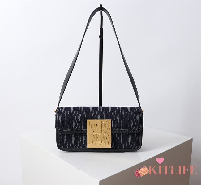 Kitlife Miss Dior Flap Bag Blue Miss Dior Allover Denim 22x11x6cm - 1