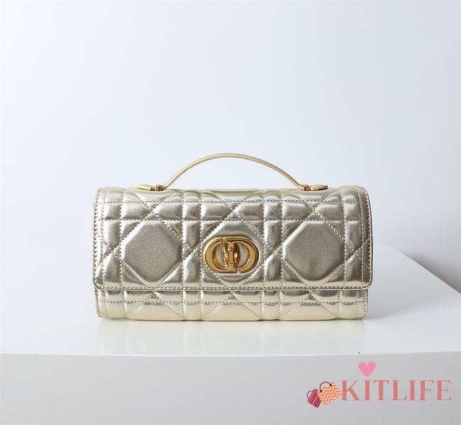 Kitlife Dior Miss Caro Top Handle Pouch Gold 24x12x4cm - 1