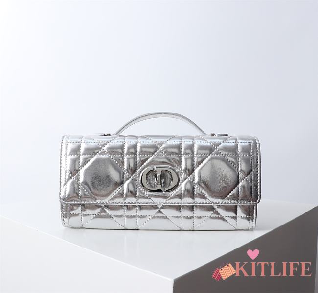 Kitlife Dior Miss Caro Top Handle Pouch Silver 24x12x4cm - 1
