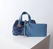 Kitlife Dior Toujours Bag Denim Blue Tweed With White Cannage Motif 28.5x19x21.5cm  - 5