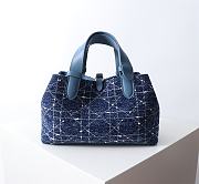 Kitlife Dior Toujours Bag Denim Blue Tweed With White Cannage Motif 28.5x19x21.5cm  - 3