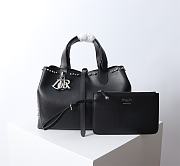 Kitlife Dior Toujours Bag Black Cannage Calfskin with Silver-Finish Studs and White Resin Pearls 28.5x21.5x17cm - 1