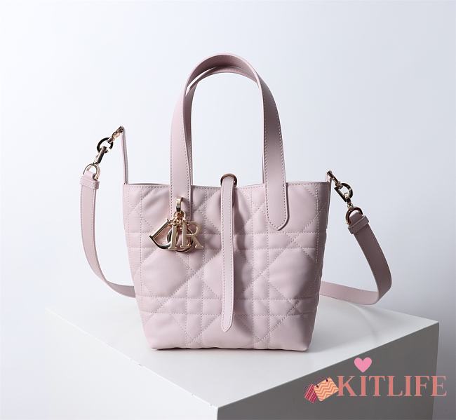 Kitlife Dior Small Toujours Vertical Tote Bag Pink 16×18×12cm - 1
